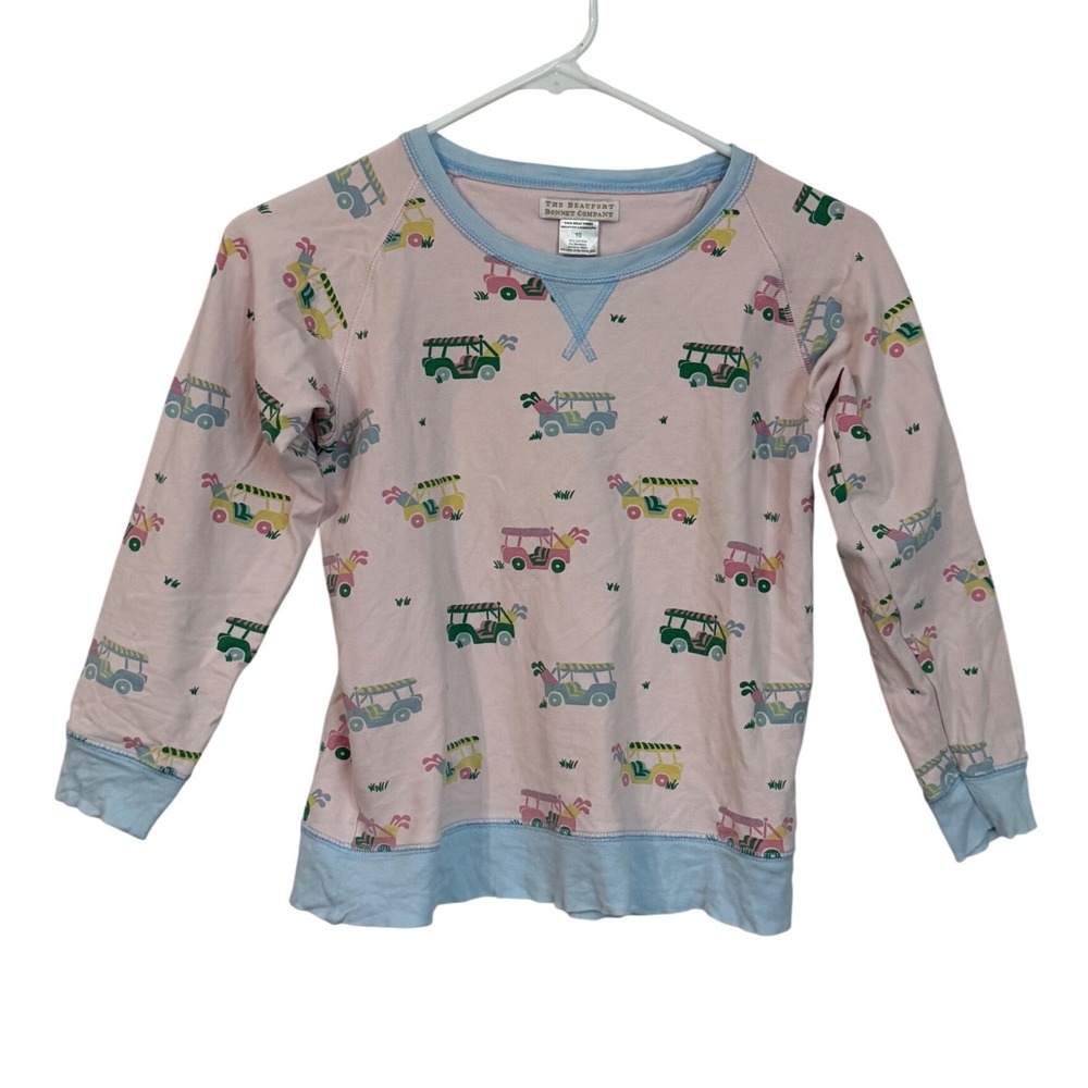 Beaufort Bonnet Company Golf Buggy Cart Sweatshirt Girls Size 10 Pink Preppy Top
